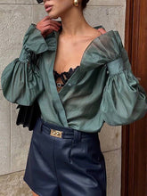 Elegant Lapel Loose Long Sleeve Office Shirts